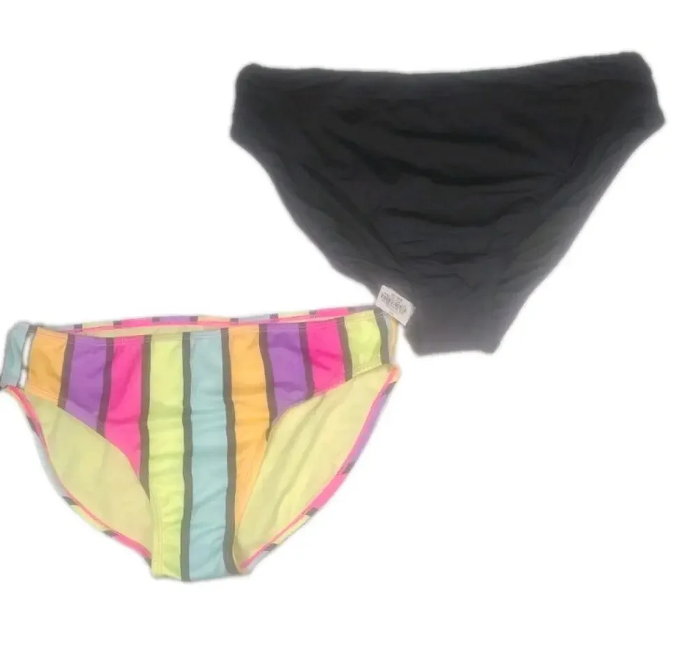 New Lot Of 2 Swim Bottoms Bright Multicolor Stripes Women's Plus Size XXL